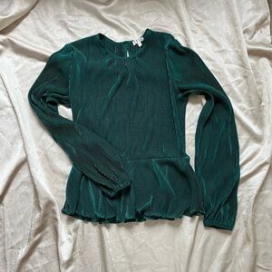TCEC Green Ribbed Peplum Blouse
